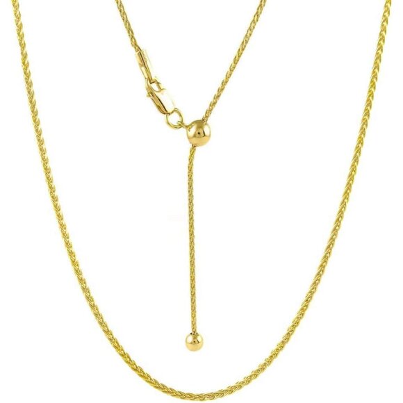 925 Sterling Silver Adjustable Wheat Chain Necklace for Men and Women